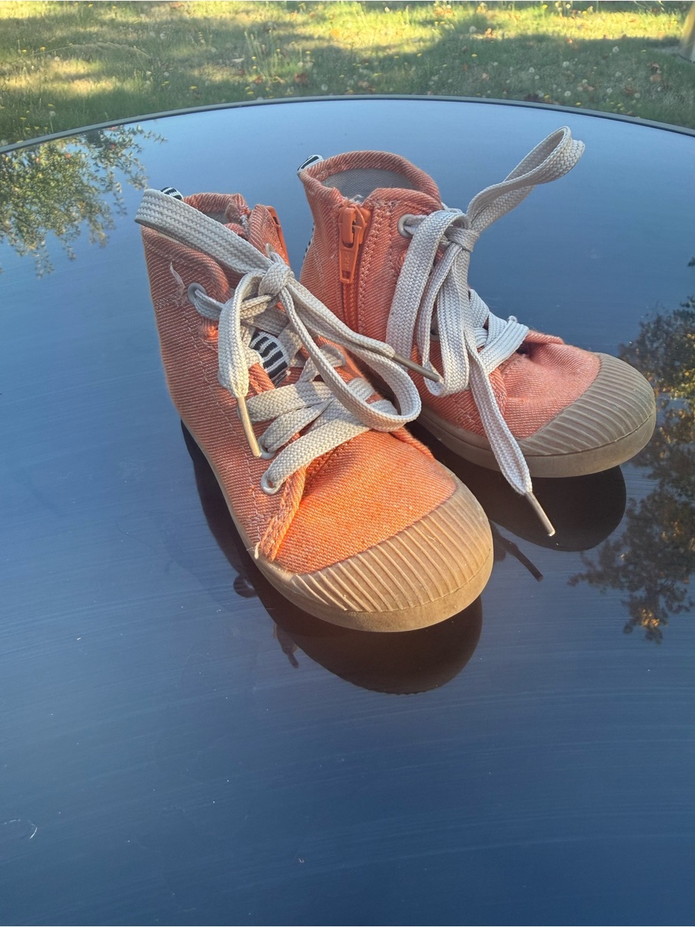 Cat & Jack Orange Canvas High-Top Sneakers with Side Zip